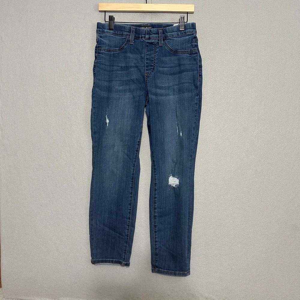Judy Blue High Waist Pull On Distressed Skinny Jeans Medium Wash JB88389 DK 9/29